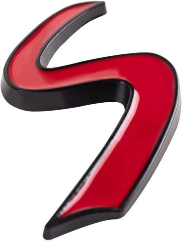 1x S Lettering Emblem Badge Front Grille Grill w/Mount Sticker Nameplate (Red) in Saudi Arabia
