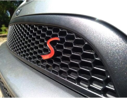 1x S Lettering Emblem Badge Front Grille Grill w/Mount Sticker Nameplate (Red) in Saudi Arabia