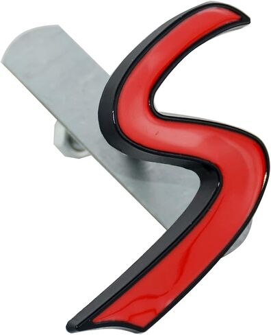1x S Lettering Emblem Badge Front Grille Grill w/Mount Sticker Nameplate (Red) in Saudi Arabia
