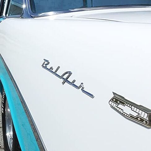 United Pacific C555601 Triple Chrome Plated Bel-Air Script Emblem for 1955-56 Chevy Bel-Air, OE Restoration Part, Includes Mounting Clips – ONE Unit in Saudi Arabia