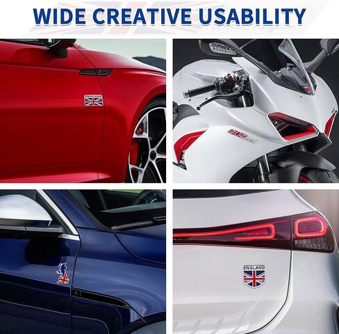 TOMALL 5Pcs 3D Metal UK Emblem Badge for Car, SUV, Truck - Zinc Alloy, Chrome - Blue, Black, White - Universal Fit - Side Fender, Rear Trunk - British Union Jack Symbol in Saudi Arabia