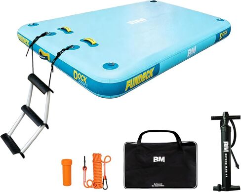 BEYOND MARINA Inflatable Floating Dock, Water Float Platform, Floating Island Dock Pad for Lake, Pool, Ocean Water Play, Carry Bag, Repair kit, 8 x 5ft / 10 x 8ft in Kuwait