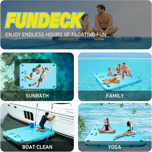 BEYOND MARINA Inflatable Floating Dock, Water Float Platform, Floating Island Dock Pad for Lake, Pool, Ocean Water Play, Carry Bag, Repair kit, 8 x 5ft / 10 x 8ft in Kuwait
