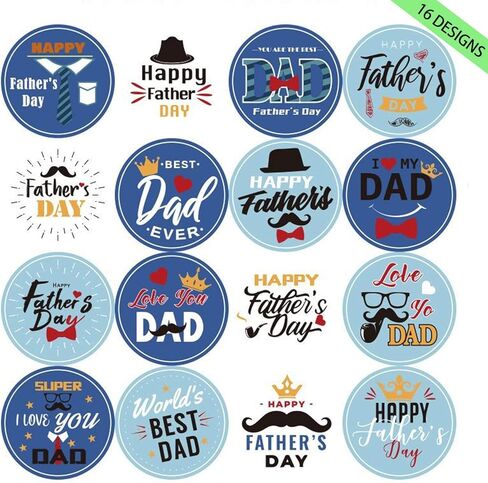 160PCS Happy Fathers Day Stickers Best Dad Stickers for Boxes Envelopes Cards Scrapbooking Fathers Day Gift Lables Stickers for Gift Tags Wrap Labels for Party Favors (Style 1) in Kuwait
