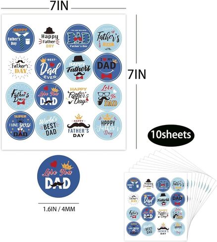 160PCS Happy Fathers Day Stickers Best Dad Stickers for Boxes Envelopes Cards Scrapbooking Fathers Day Gift Lables Stickers for Gift Tags Wrap Labels for Party Favors (Style 1) in Kuwait
