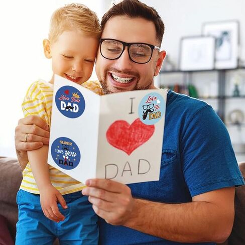 160PCS Happy Fathers Day Stickers Best Dad Stickers for Boxes Envelopes Cards Scrapbooking Fathers Day Gift Lables Stickers for Gift Tags Wrap Labels for Party Favors (Style 1) in Kuwait