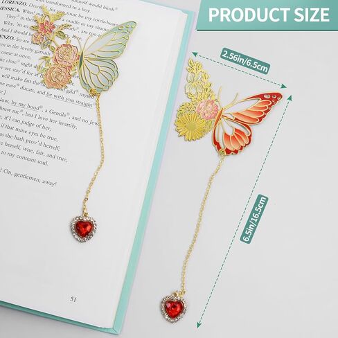 2 Pack Butterfly Metal Bookmarks for Women, Cute and Funny Design, Unique Gift for Book Lovers, Teachers, and for Special Occasions Like Valentine's Day, Mother's Day, Christmas, and Birthdays in Kuwait
