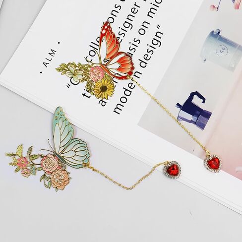 2 Pack Butterfly Metal Bookmarks for Women, Cute and Funny Design, Unique Gift for Book Lovers, Teachers, and for Special Occasions Like Valentine's Day, Mother's Day, Christmas, and Birthdays in Kuwait