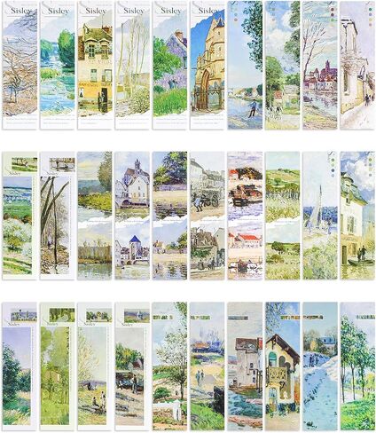 30 Pcs Paper Bookmarks, Art Works Bookmark Bulk for Book Lovers, Aesthetic Bookmarks Set for Women Men, Fun Book Lovers Gifts (Sisley) in Kuwait