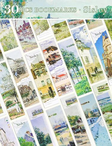 30 Pcs Paper Bookmarks, Art Works Bookmark Bulk for Book Lovers, Aesthetic Bookmarks Set for Women Men, Fun Book Lovers Gifts (Sisley) in Kuwait