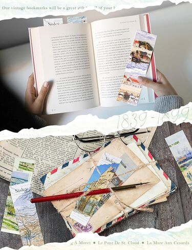 30 Pcs Paper Bookmarks, Art Works Bookmark Bulk for Book Lovers, Aesthetic Bookmarks Set for Women Men, Fun Book Lovers Gifts (Sisley) in Kuwait