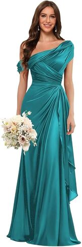 Spaghetti Strapes Bridesmaid Dresses 2026 Pleated Ruffles Satin Long A Line Maxi Long Formal Bridesmaid Dress YY023 in Saudi Arabia