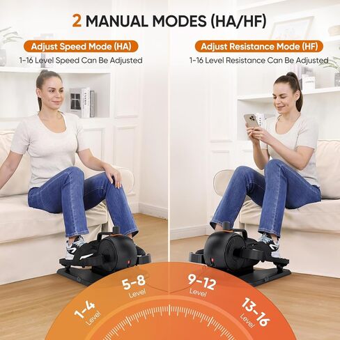 Dripex Under Desk Elliptical Machine, Mini Ellipse Leg Exerciser for Seniors, 2 in 1 Electric Seated Pedal Exerciser w/10 Levels Adjustable Speed/Resistance, Remote Control, Fully Assembled in Kuwait