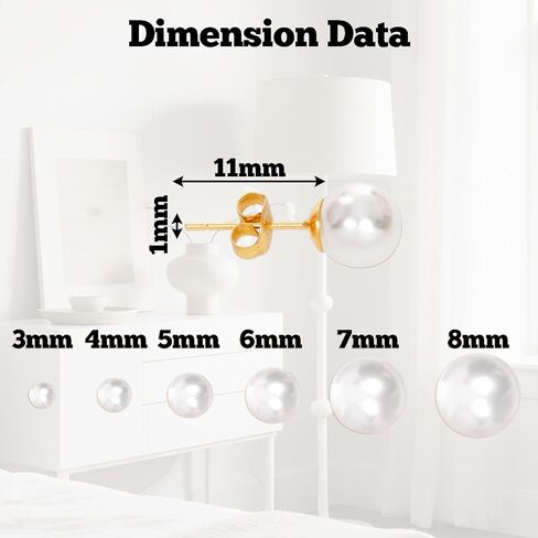 6 Pairs Pearl Stud Earrings Gold Pearl Earrings Small Studs Non Tarnish Jewelry for Woman Hypoallergenic Jewelry Set for Woman in Kuwait