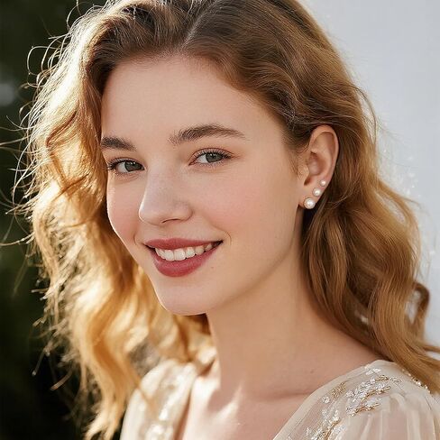 6 Pairs Pearl Stud Earrings Gold Pearl Earrings Small Studs Non Tarnish Jewelry for Woman Hypoallergenic Jewelry Set for Woman in Kuwait