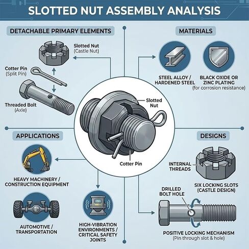 NACX M52 x 1.5mm Retaining Four-Slot Slotted Round Nuts, Carbon Steel, 2Pcs in Kuwait