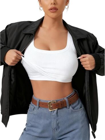 Womens Ribbed Square Neck Tank Tops Basic with Built-in Bras, Backless Sleeveless Summer Cami Shirts, for Gym and Yoga in Saudi Arabia