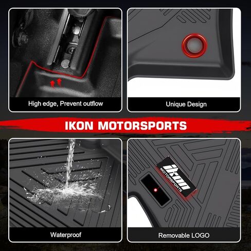 IKON MOTORSPORTS 3D Molded TPE Floor Mats, Compatible with 2015-2019 Ford Explorer, IKON Style Black All Season Custom Waterproof Non-Slip Floor Liners, Front 2nd Row Interior Accessories 4PCS in Saudi Arabia