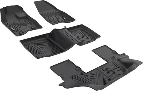 IKON MOTORSPORTS 3D Molded TPE Floor Mats, Compatible with 2015-2019 Ford Explorer, IKON Style Black All Season Custom Waterproof Non-Slip Floor Liners, Front 2nd Row Interior Accessories 4PCS in Saudi Arabia