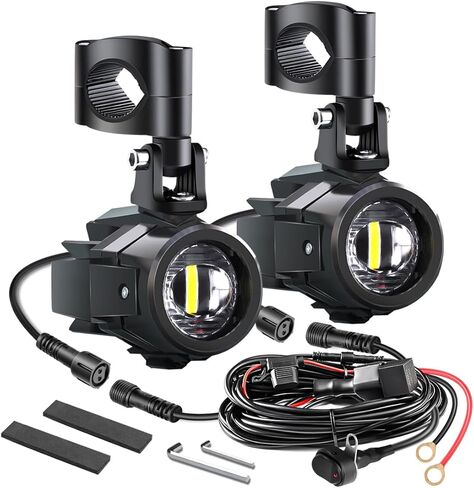 LEDUR D3 Motorcycle Driving LED flood beam Lights Auxiliary Lights White with switch R1200GS Fog Lights Signa Compatible with Je-ep Motorcycle Truck SUV ATV 60W 8000lm F800GS K1600 Fits in Kuwait