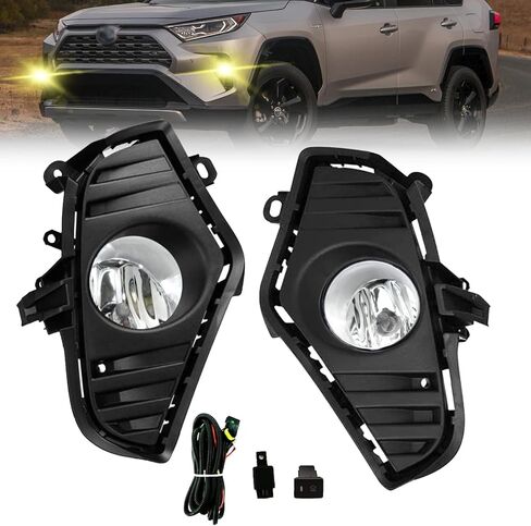 Fog Lights Compatible with 2019 2020 2021 2022 Toyota RAV4 1 Pair H11 12V 55W Fog Lamps with switch,harness Kit (Clear lens) in Kuwait