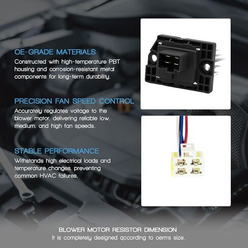 HVAC Blower Motor Resistor with Wire Harness Compatible with Hyundai Elantra 2010-2020 Equus Genesis Elantra Gt Replacement for Kia Forte 2014-2018 Sorento Forte5# 972353XAA0 984-579 in Kuwait