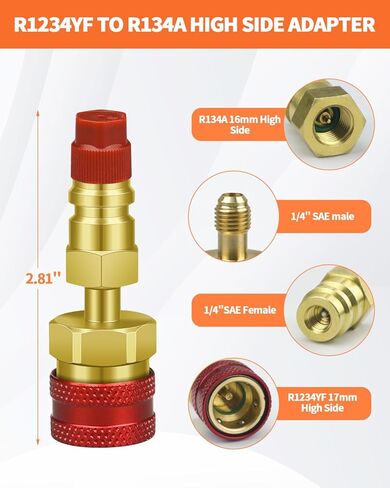 R1234YF Adapter with Valve Core Removal Tool, R1234YF to R134A Quick Coupler, High Low Side Connector Conversion Kit AC Charging for Automotive Air Conditioning Evacuation & Recharging in Kuwait