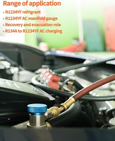 R1234YF Adapter with Valve Core Removal Tool, R1234YF to R134A Quick Coupler, High Low Side Connector Conversion Kit AC Charging for Automotive Air Conditioning Evacuation & Recharging in Kuwait