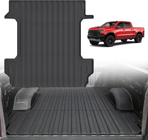 حصيرة سرير الشاحنة 5.8FT لـ 2019-2025 2026 Chevy Silverado 1500/GMC Sierra 1500، (تناسب فقط 5.8FT/69.6 بوصة) TPE جميع حماية بطانة سرير الشاحنة لملحقات Chevy Silverado GMC Sierra in Kuwait