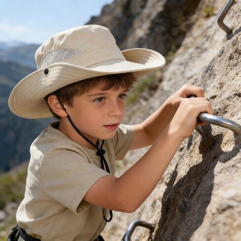 Boys Camo Boonie Hat Wide Brim Bucket Hat Hiking Beach Sun Protection Hat Outdoor for 4-14Years in Kuwait