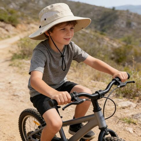 Boys Camo Boonie Hat Wide Brim Bucket Hat Hiking Beach Sun Protection Hat Outdoor for 4-14Years in Kuwait