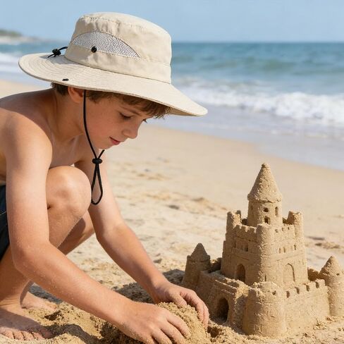 Boys Camo Boonie Hat Wide Brim Bucket Hat Hiking Beach Sun Protection Hat Outdoor for 4-14Years in Kuwait