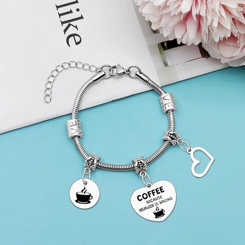 Mxrymvu Coffee Themed Gifts Bracelets Coffee Lover Gifts for Women Coffees Accessories Gift Bracelet Jewelry Barista Gift Funny Coworker Present for Birthday Christmas Halloween in Kuwait