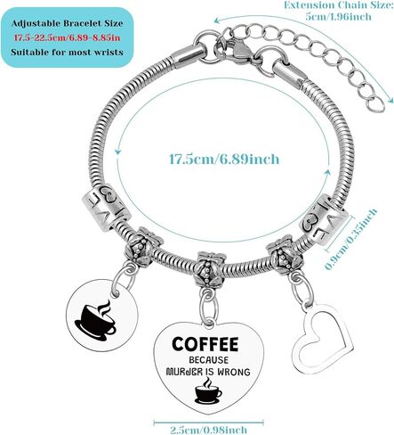 Mxrymvu Coffee Themed Gifts Bracelets Coffee Lover Gifts for Women Coffees Accessories Gift Bracelet Jewelry Barista Gift Funny Coworker Present for Birthday Christmas Halloween in Kuwait