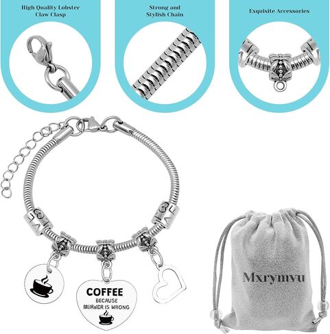 Mxrymvu Coffee Themed Gifts Bracelets Coffee Lover Gifts for Women Coffees Accessories Gift Bracelet Jewelry Barista Gift Funny Coworker Present for Birthday Christmas Halloween in Kuwait