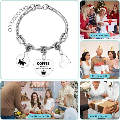Mxrymvu Coffee Themed Gifts Bracelets Coffee Lover Gifts for Women Coffees Accessories Gift Bracelet Jewelry Barista Gift Funny Coworker Present for Birthday Christmas Halloween in Kuwait