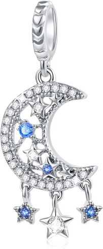 سحر النجوم والهلال القمر Dreamcatcher يتدلى، مناسب لسوار Pandora First Mothers Day، 925 فضة متألقة CZ Dream Catcher Beads، هدايا للحبيب/الأزواج/الأصدقاء in Saudi Arabia