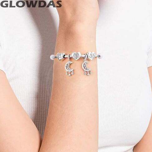 سحر النجوم والهلال القمر Dreamcatcher يتدلى، مناسب لسوار Pandora First Mothers Day، 925 فضة متألقة CZ Dream Catcher Beads، هدايا للحبيب/الأزواج/الأصدقاء in Saudi Arabia