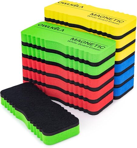 OWLKWLA Jumbo 4 Pcs Dry Erase Erasers, Magnetic White Board Eraser Bulk, Whiteboard Erasers for School, Office, Home, Classroom, 4 Color in Kuwait