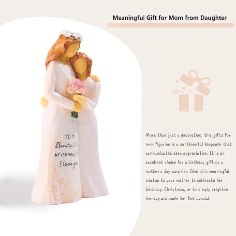 Gifts for Mom, Mom Birthday Gifts from Daughter, 5.5" Handmade Mother Daughter Figurine, Meaningful Moms Gift for Birthday, Mothers Day, Valentines Day, Christmas in Kuwait