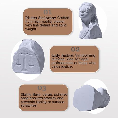 Lady Justice Statue Bust Scales of Justice Decor Greek Roman Plaster Sculpture, Law Office Lawyer Desk Shelf Display Attorney Judge Legal Gift in Saudi Arabia