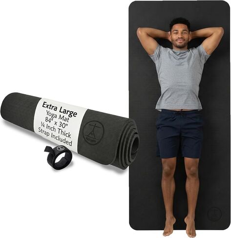 سجادة يوجا كبيرة جدًا من تاتاجو سميكة وواسعة جدًا وطويلة. سجادة يوجا ممتازة مقاس 7 أقدام XL للرجال والنساء والتي تمثل أيضًا سجادة تمدد رائعة - سجادة يوجا كبيرة رائعة أو سجادة تمرين للرجال والنساء! (84 × 30 × 1/4 بوصة) in Kuwait