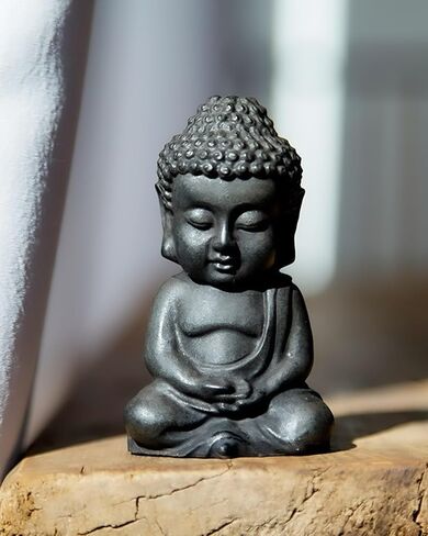 تمثال بوذا الصغير، منحوتة زن 3.5 بوصة لديكور المنزل، تماثيل بوذا الصغيرة الداخلية لديكور المنزل فنغ شوي (التأمل الحديد الزهر) in Kuwait