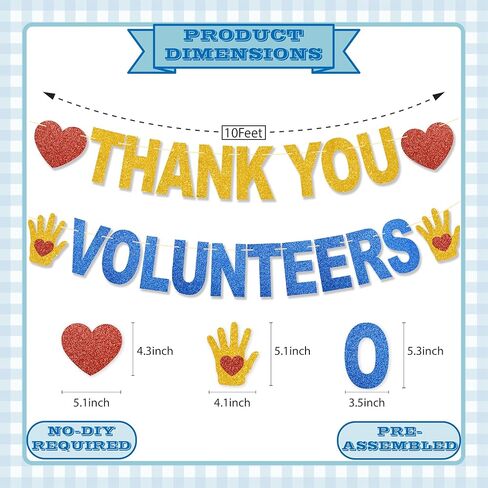 Thank You Volunteers Banner Volunteer Appreciation Gifts Volunteer Appreciation Week Decorations No DIY Glitter Thank You Volunteers for School Classroom Outdoor in Kuwait