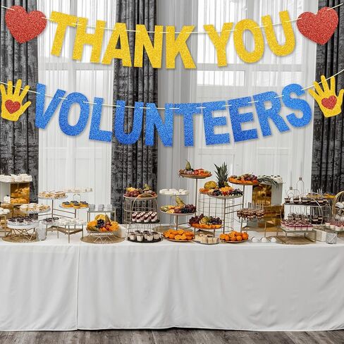 Thank You Volunteers Banner Volunteer Appreciation Gifts Volunteer Appreciation Week Decorations No DIY Glitter Thank You Volunteers for School Classroom Outdoor in Kuwait