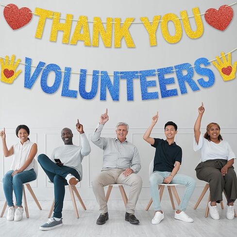 Thank You Volunteers Banner Volunteer Appreciation Gifts Volunteer Appreciation Week Decorations No DIY Glitter Thank You Volunteers for School Classroom Outdoor in Kuwait