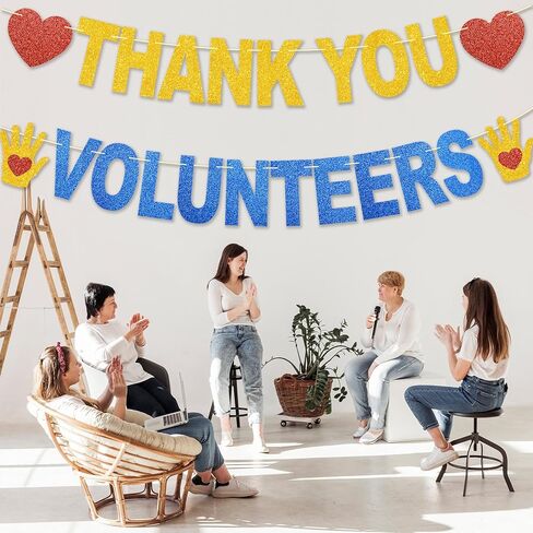 Thank You Volunteers Banner Volunteer Appreciation Gifts Volunteer Appreciation Week Decorations No DIY Glitter Thank You Volunteers for School Classroom Outdoor in Kuwait