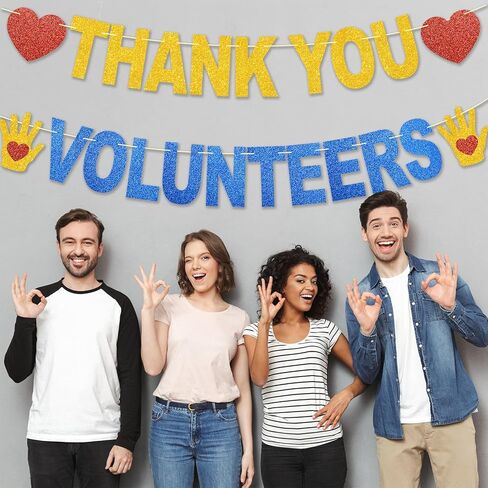 Thank You Volunteers Banner Volunteer Appreciation Gifts Volunteer Appreciation Week Decorations No DIY Glitter Thank You Volunteers for School Classroom Outdoor in Kuwait