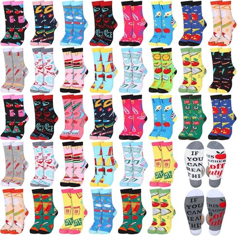 Shinymoon 60 Pairs Women's Nurse Socks Teacher Socks Cotton Novelty Teeth Socks for Nurse Teacher Funny Gifts in Kuwait