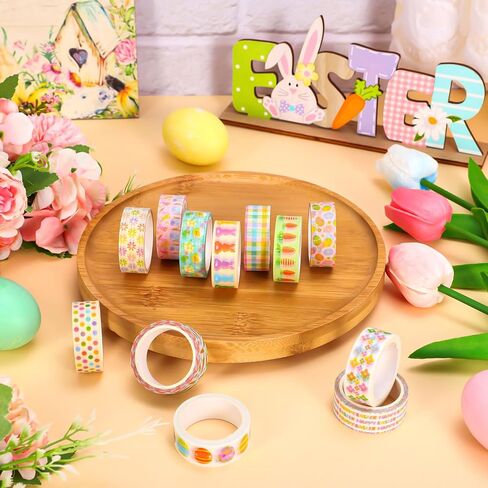AnyDesign 12 Rolls Happy Easter Washi Tape Masking Tape Set Colorful Bunny Rabbit Egg Flower Decorative Wrapping Paper Tapes for Spring Scrapbook Journal DIY Art Crafts in Saudi Arabia